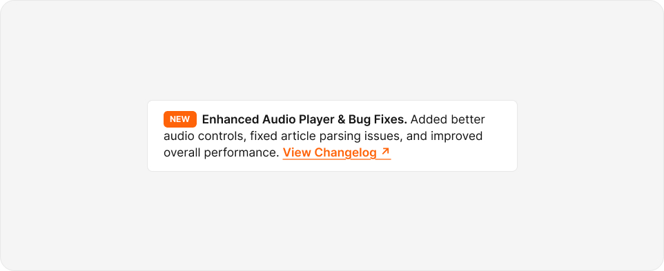 Changelog banner in web app